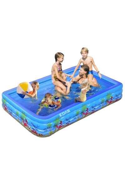Trendily EDAR Rectangular Inflatable Pool, 260x165x54 cm, JR6006, Outdoor, Ki...