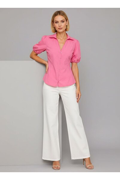 Noi Belis Balloon Sleeve Detailed Short Sleeve Woven Blouse Ss26Bz0172