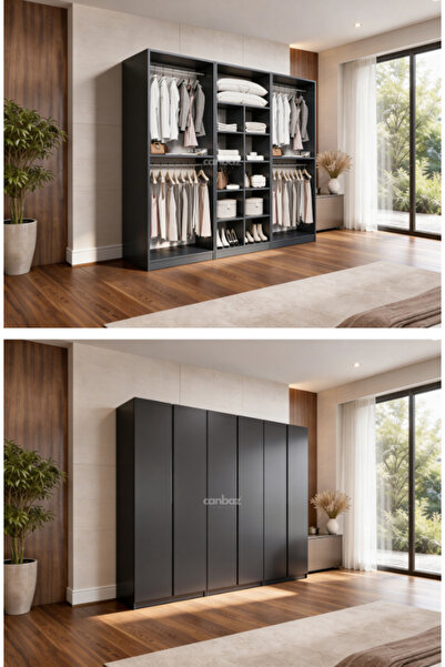 CANBAZ FURNİTURE Mira modüllü 6 MDF kapaklı%100 MDF (KURULUM DAHİL)