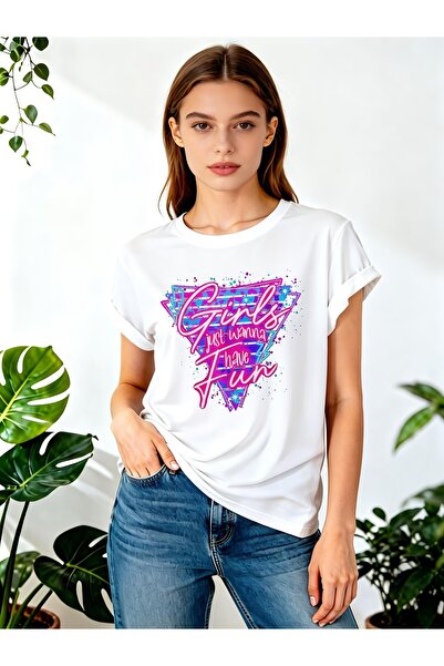 PAVRO Unisex Άνετο T-shirt με μικτό σχέδιο και στάμπα