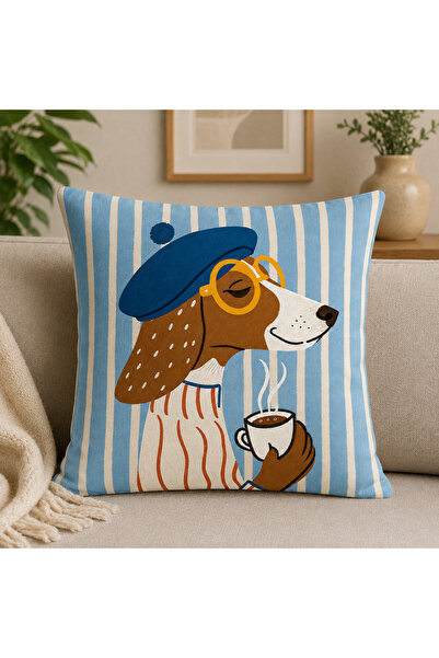 Piloji Dog Patterned Throw Pillow 43X43 cm Modern Decorative – Colorful Styli...