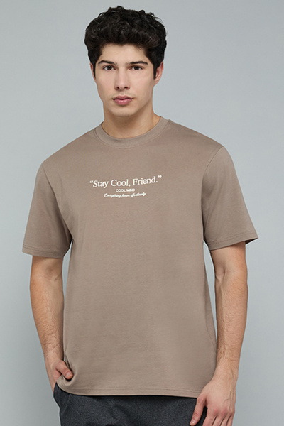R&B Typography Print T-Shirt with Crew Neck and Short Sleeves