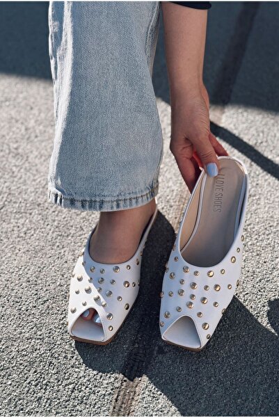 I Love Shoes Дамски чехли Мистера от бяла матова кожа
