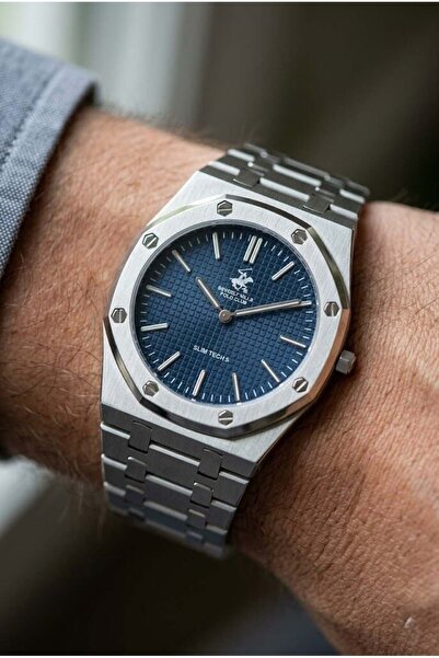 Beverly Hills Polo Club Gümüş Geometrik Kasa Erkek Kol Saati | 39 mm Çelik Ka...