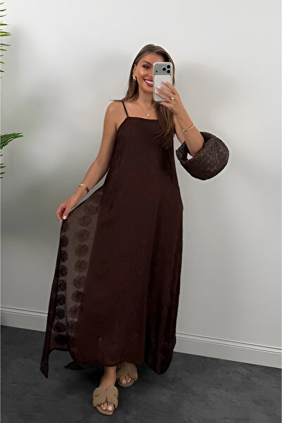 My Blog Rochie maxi maro cu bretele brodate - 3437