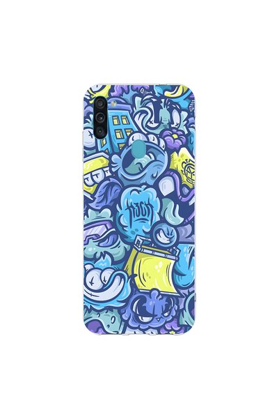 PPKin Samsung Galaxy M11 Compatible Graffiti 9 Design Transparent Case
