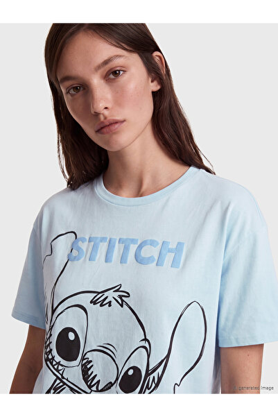 LC Waikiki Cămașă de noapte de damă imprimată cu Stitch