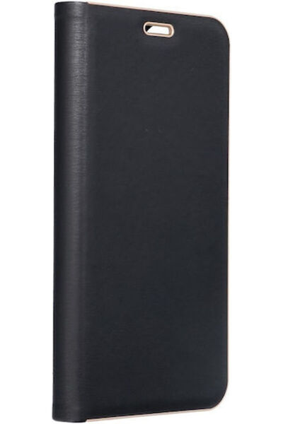 Forcell Luna Gold Book Συνθετικό Δέρμα Μαύρο (Galaxy S22 Ultra)