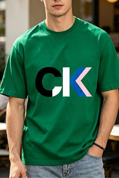 Fleck Casual Style T Shirts For Men CK Logo Design Mens Printed T Shirts