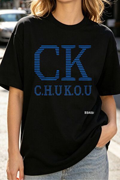 Fleck Womens T Shirts CK C H U K O U Graphic Print Oversized Casual Streetwea...