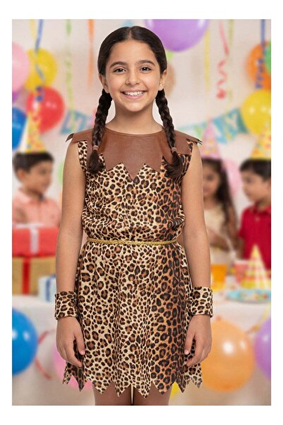 joyland Tarzan Fancy Dress for Girls, Leopard Print Party Dress with Leather ...