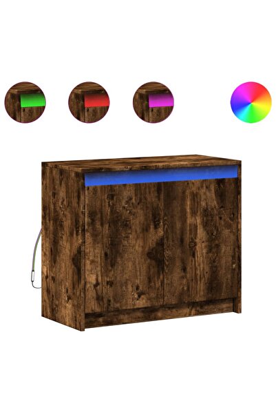 vidaxl Dulap cu LED, stejar fumuriu, 72x34x61 cm, lemn prelucrat