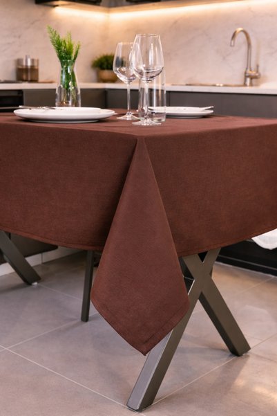 Econice Duck Linen, Brown Tablecloth