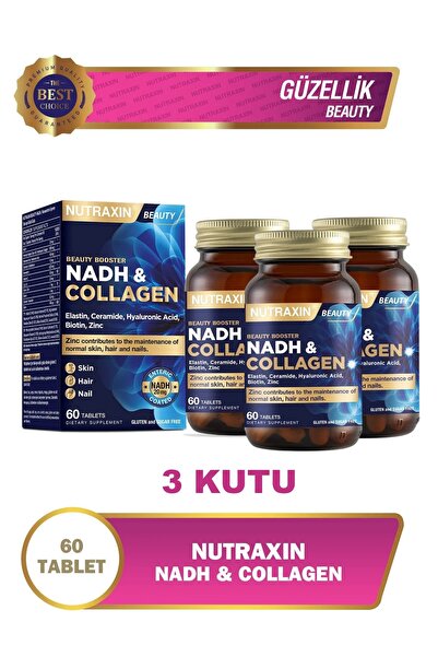 Nutraxin Nadh Collagen 3 KUTU 60 Tablet Tip1 Tip3 Hyaluronik Asit, Elastin, S...