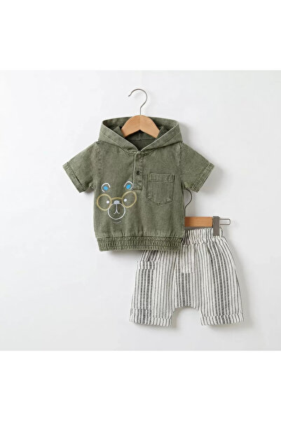 Mariposa Secret 6/24 Month Hooded Muslin Fabric Baby Set