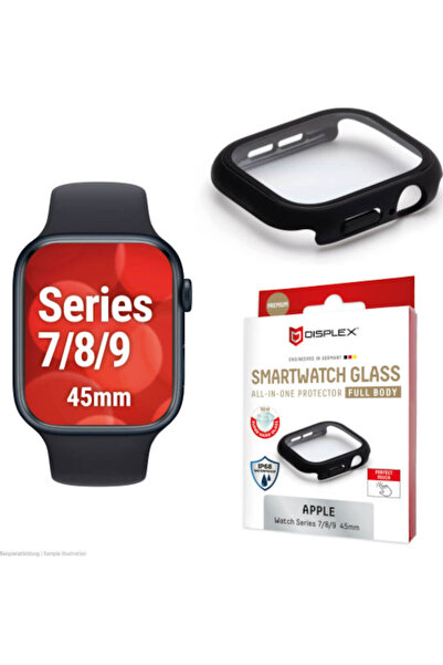 Displex Ολόσωμο Γυάλινο Προστατευτικό Οθόνης Apple Watch Series 7 8 9 45mm Μαύρο