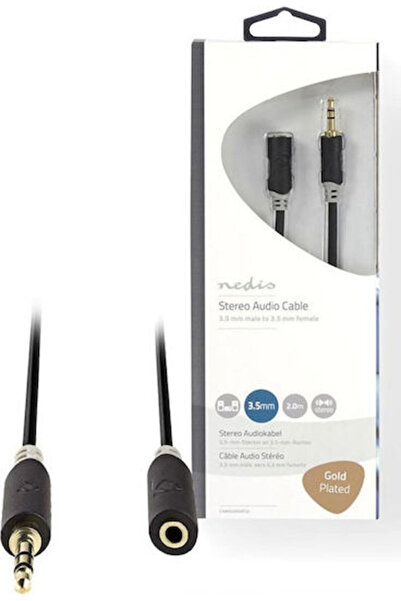 Nedis Καλώδιο Jack 3.5mm, αρσενικό σε θηλυκό, μαύρο, 2μ