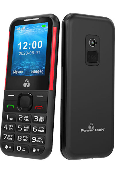 POWERTECH Sentry PTM-33 Κινητό τηλέφωνο διπλής SIM με μεγάλα κουμπιά Μαύρο