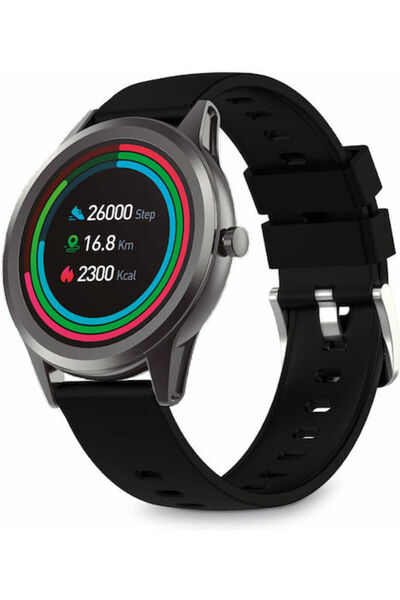 KSIX Globe Αλουμινένιο Smartwatch 44mm με Παρακολούθηση Καρδιακών Παλμών (Γκρι)