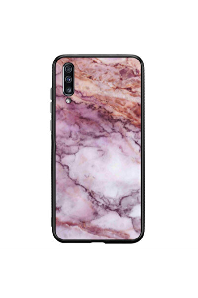 Other Samsung A70 Marble Brown And Pink Black Glossy Θήκη