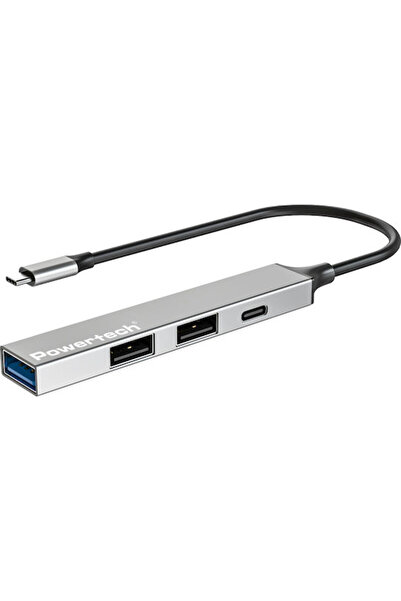POWERTECH USB 3.2 USB Hub 4 Θύρες με σύνδεση USB-C Γκρι Κωδικός: PT-1412