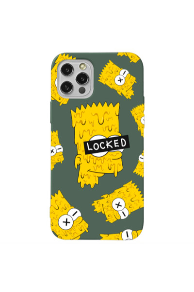 Other Apple iPhone 12 Pro Bart Simpson Dark Green Colored Silicone TPU Θήκη