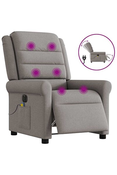 vidaxl Fotoliu electric de masaj rabatabil, gri taupe, textil