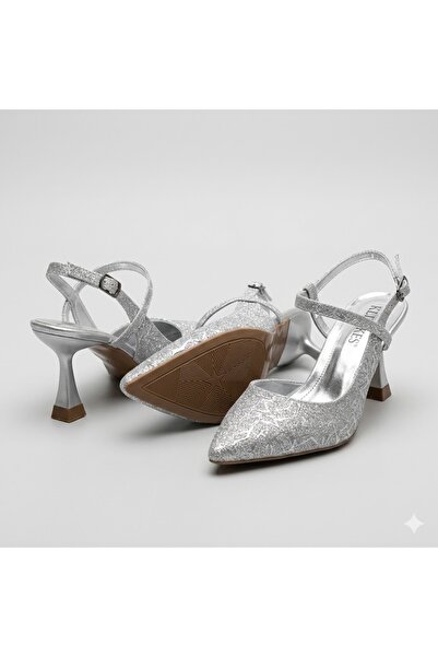 KİNDEP (Wiesse) Women's Closed Toe Heeled Shoes Silver