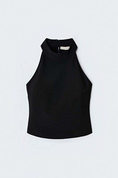 Sateen Halter Neck Body - Black