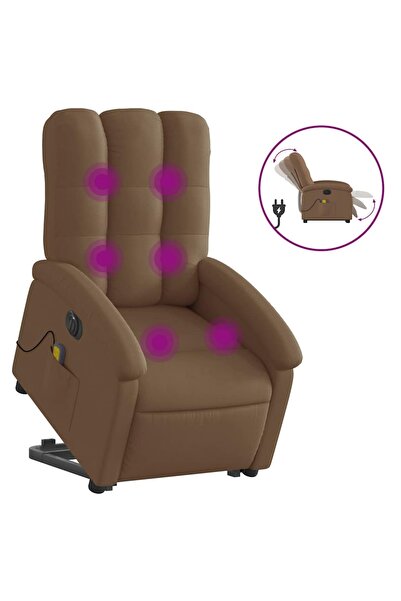 vidaxl Fotoliu electric de masaj rabatabil cu ridicare, maro, textil