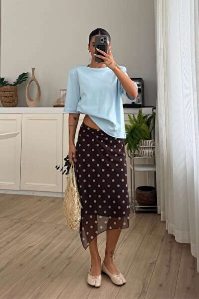 Mzr Collection KADIN PUANTİYELİ ASİMETRİK KESİM MIDI ETEK