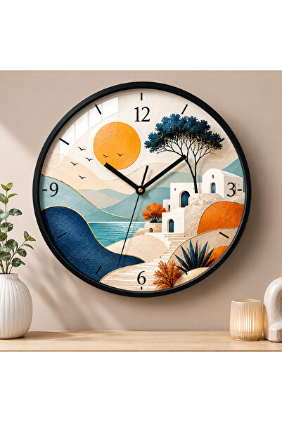 Defkay Ceas de perete din lemn, lucrat manual, colorat, cu design modern și m...