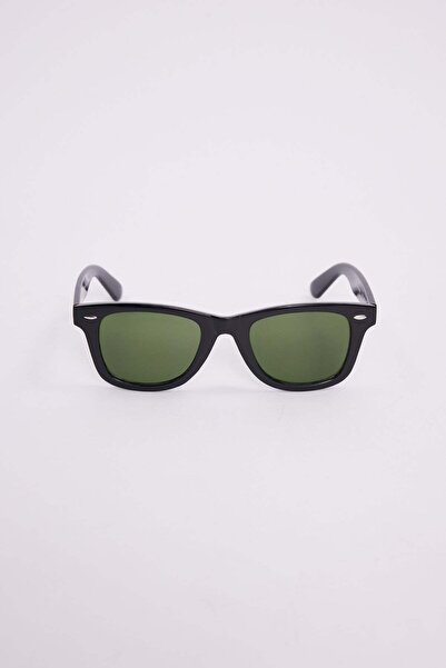 Tudors Unisex Matte Black Design Uv400 Protection Green Glass Sunglasses