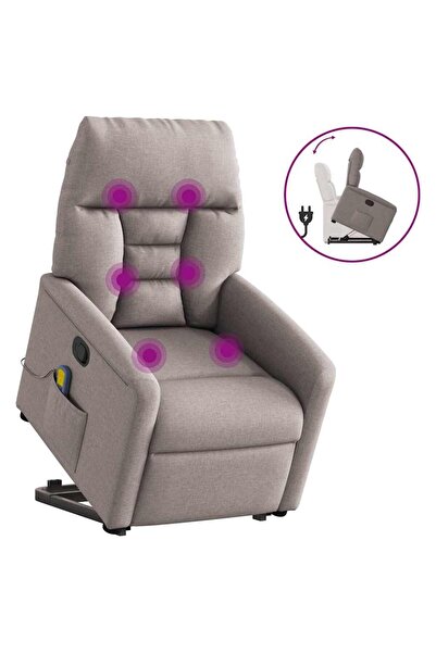 vidaxl Fotoliu rabatabil de masaj cu ridicare, gri taupe, textil