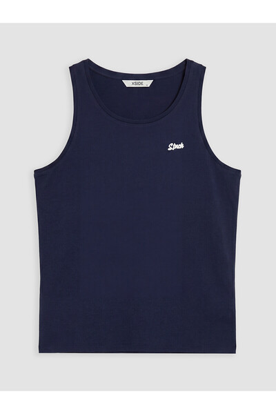 LC Waikiki Nevavm Men's Sleeveless T-Shirt with Oval Collar Stitch Embroidery