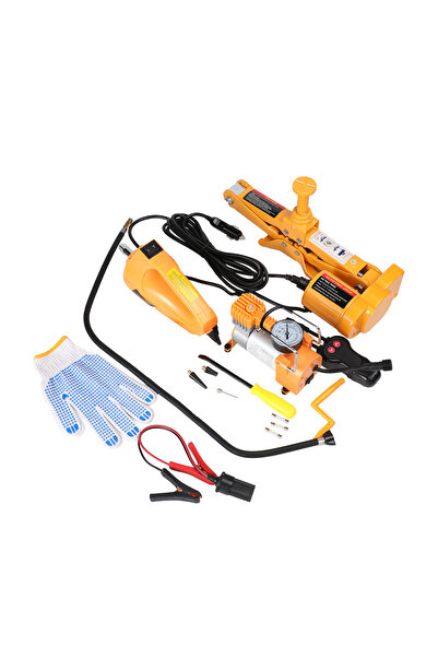 Lawazim 3T 42cm 3 in 1 Electric Scissor Jack Kit with Electric Wrench & Elect...