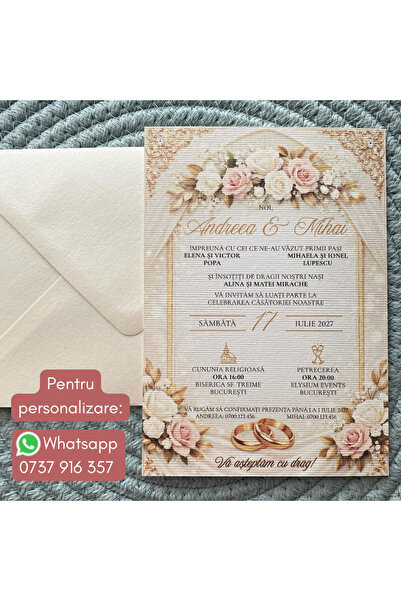 OEM 30 x Invitatie de Nunta Champagne Gold