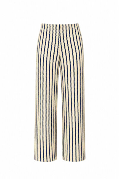 AQUELLA Striped Navy Blue and White Knitwear Trousers