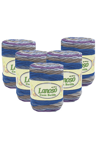 Lanoso 5 bucăți Cazz Batik (708) 100% akril, fir pentru tricotat manual, fir ...