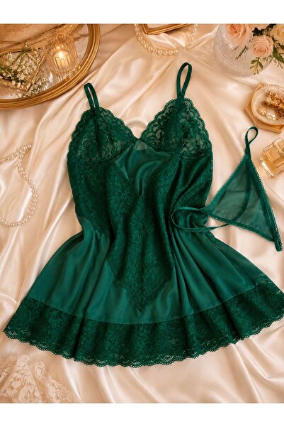 cdh çeyize dair herşey Σετ Νυχτικών Ενδυμάτων Green Pearl Plus Size
