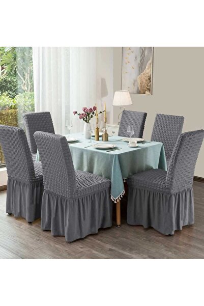 Lenjeria Pufoasa Set of 6 chair covers, elastic and crepe, with ruffles