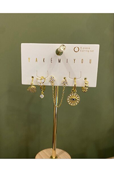 nunu takı Yakemiyou Stone Mixed Six-Piece Earrings