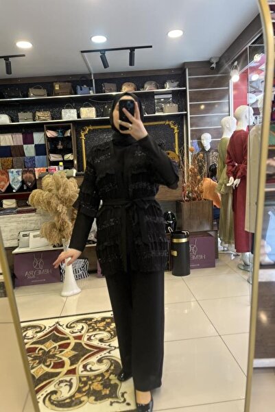 HÜMEYRA BUTİK Ruffled Kimono Triple Pant Set