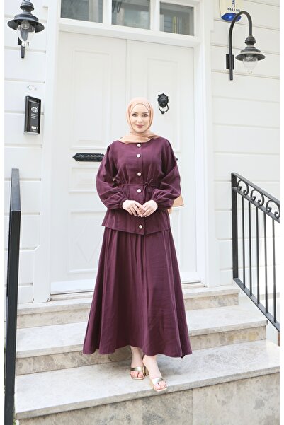 NİSUM MODA Set din modal cu fustă cu talie elastică