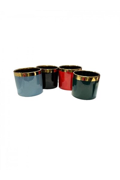 OEM Ghiveci Flori Din Ceramica Model Cilindru Colorat Cu Dunga Negru