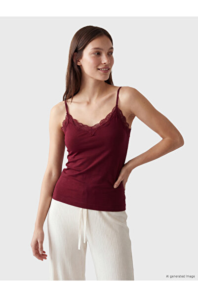 LC Waikiki Peak New Season V-Neck Women's Undershirt with Lace Straps