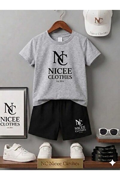 NC Nicee Clothes ΚΑΛΟΚΑΙΡΙΝΟ ΠΑΙΔΙΚΟ ΜΠΛΟΥΖΑΚΙ ΚΑΙ ΣΟΡΤΣ UNISEX (ΜΑΥΡΗ ΣΤΑΜΠΑ)