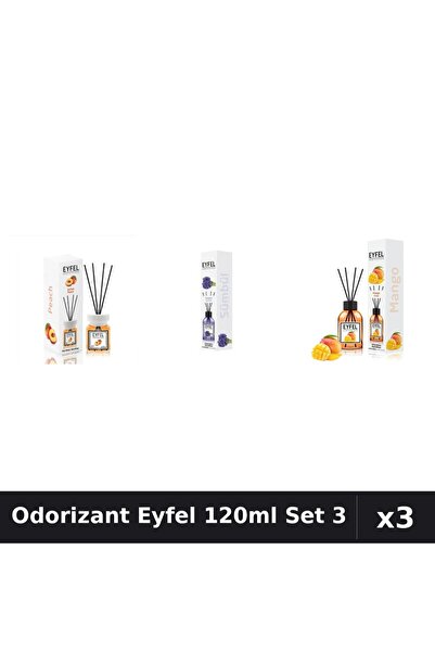 Eyfel Set 3 Odorizant Camera Betisoare 120ml - Piersica, Zambile, Mango