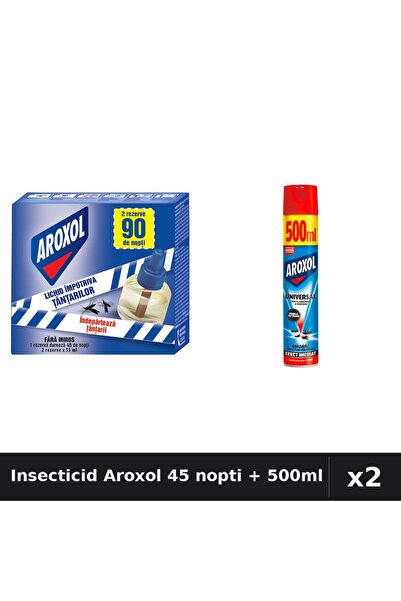 Aroxol Set 2 Insecticid - Aparat Electric 45 Nopti, Spray 500ml - Protectie Casa