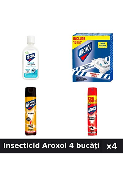 Aroxol Set 4 Insecticid - Loțiune 85ml, Spray 400ml, 580ml, Spirale Anti-Insecte